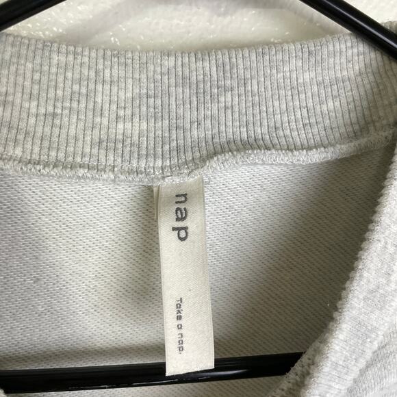 NAP Loungewear Oversized Track Sweatshirt Gray Womens Medium Drawstring Hem - Picture 8 of 12